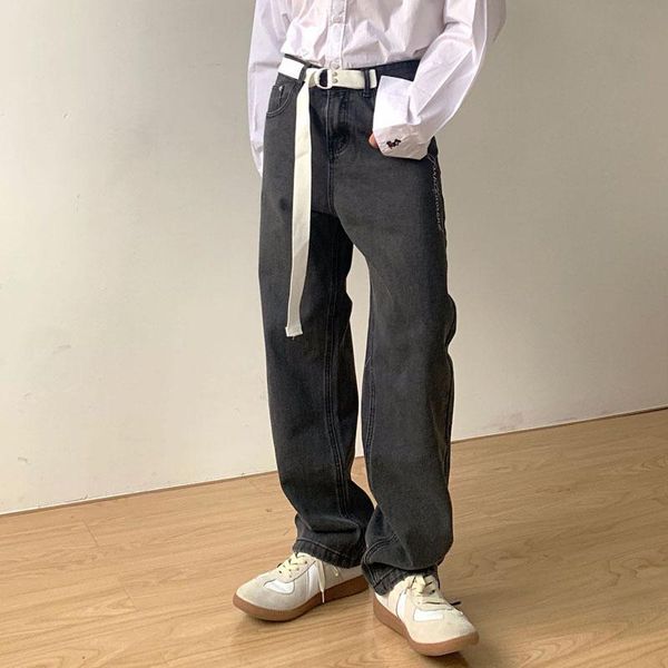 men's jeans men belt retro washed casual loose straight wide leg pant male japan korea streetwear hip hop vintage denim pants trousers, Blue
men's jeans men belt retro washed casual loose straight wide leg pant male japan korea streetwear hip hop vintage denim pants trousers, Blue
