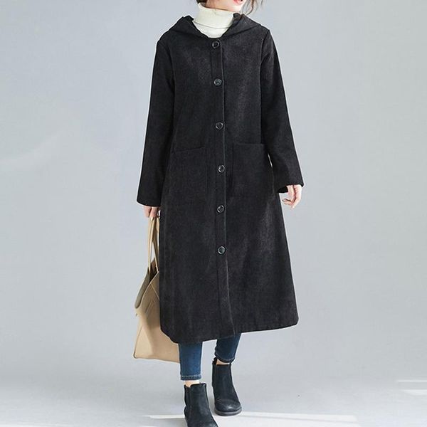 women's wool & blends fashion coats long wool&blends pockets jackets casual loose sleeve corduroy plus velvet cardigan coat, Black
women's wool & blends fashion coats long wool&blends pockets jackets casual loose sleeve corduroy plus velvet cardigan coat, Black
