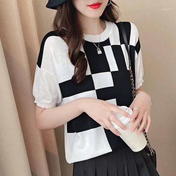 knitted pullovers women sweaters 2020 summer short sleeve patchwork fashion chic pullover jumpers pull femme female knit, White;black
knitted pullovers women sweaters 2020 summer short sleeve patchwork fashion chic pullover jumpers pull femme female knit, White;black