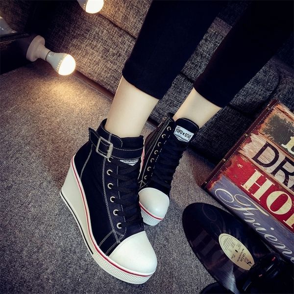 star platform hidden wedge boots for women high heel canvas casual shoes ladies all size 35-43 y200801, Black
star platform hidden wedge boots for women high heel canvas casual shoes ladies all size 35-43 y200801, Black