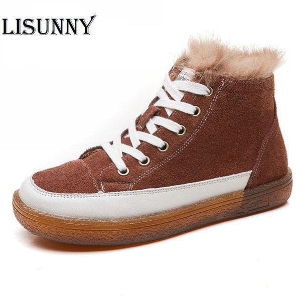 women's short boots genuine leather shoes woman winter boots 2020 ankle sneakers cow suede flat with lace-up zapatos de mujer, Black
women's short boots genuine leather shoes woman winter boots 2020 ankle sneakers cow suede flat with lace-up zapatos de mujer, Black