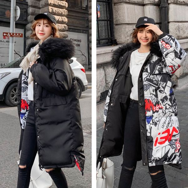 women's down jacket large size 2019 long female hooded down coat with fur collar both sides can be worn plus size down jackets c1204, Black
women's down jacket large size 2019 long female hooded down coat with fur collar both sides can be worn plus size down jackets c1204, Black