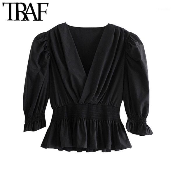 traf women fashion ruffled cropped blouses vintage lantern sleeve elastic smocked waist female shirts chic 1, White
traf women fashion ruffled cropped blouses vintage lantern sleeve elastic smocked waist female shirts chic 1, White