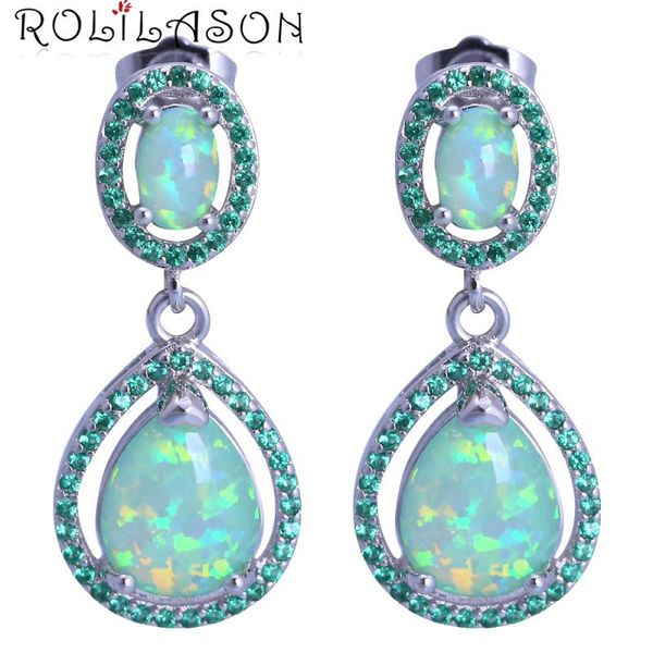 dangle & chandelier rolilason party water drop design green fire opal silver stamp earrings for women je1155
dangle & chandelier rolilason party water drop design green fire opal silver stamp earrings for women je1155