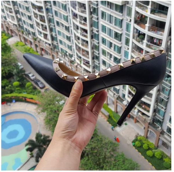 35-41 new fashion fashion lady high heels shoes real cowhide real leather 9.5cm wedding shoes pumps stud sandals, Black
35-41 new fashion fashion lady high heels shoes real cowhide real leather 9.5cm wedding shoes pumps stud sandals, Black