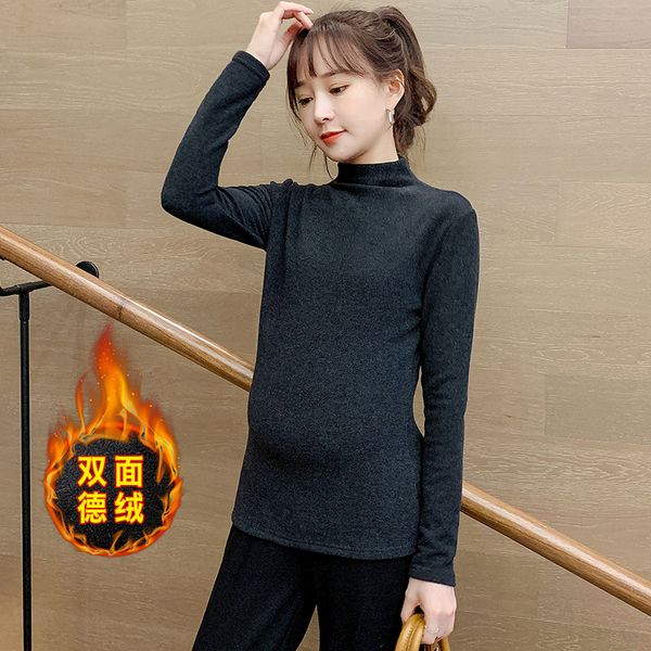 pregnant women's autumn and fashion plush versatile bottoming shirt winter dress foreign style slim small high collar t-shirt, White
pregnant women's autumn and fashion plush versatile bottoming shirt winter dress foreign style slim small high collar t-shirt, White