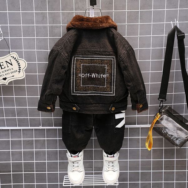 boys' suit 2020 new plush thickened autumn and winter children's korean style two piece jeans set, White
boys' suit 2020 new plush thickened autumn and winter children's korean style two piece jeans set, White