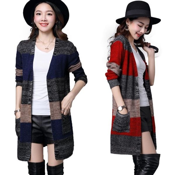 peonfly sweater women cardigan fashion long sleeve striped autumn and winter cardigans casual loose striped knitted coat 210204, White;black
peonfly sweater women cardigan fashion long sleeve striped autumn and winter cardigans casual loose striped knitted coat 210204, White;black