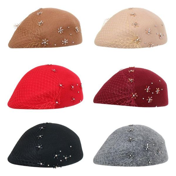 berets womens faux wool fascinators beret hat with mesh veil jewelry rhinestone beads flower embellished cocktail prom wedding 2xpd, Blue;gray
berets womens faux wool fascinators beret hat with mesh veil jewelry rhinestone beads flower embellished cocktail prom wedding 2xpd, Blue;gray