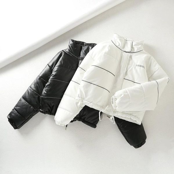 pragmapism new reflective striped stand collar jacket winter coat women parka pu women jacket thicken plus wadded coat sl-07, Black
pragmapism new reflective striped stand collar jacket winter coat women parka pu women jacket thicken plus wadded coat sl-07, Black