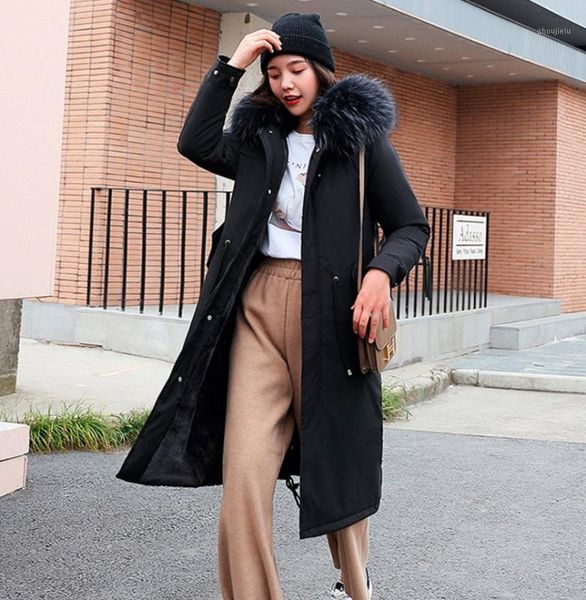 women's warm coat jacket with velvety lining women extra size slim long coat women winter big fur hoodie parker mujer1, Black
women's warm coat jacket with velvety lining women extra size slim long coat women winter big fur hoodie parker mujer1, Black