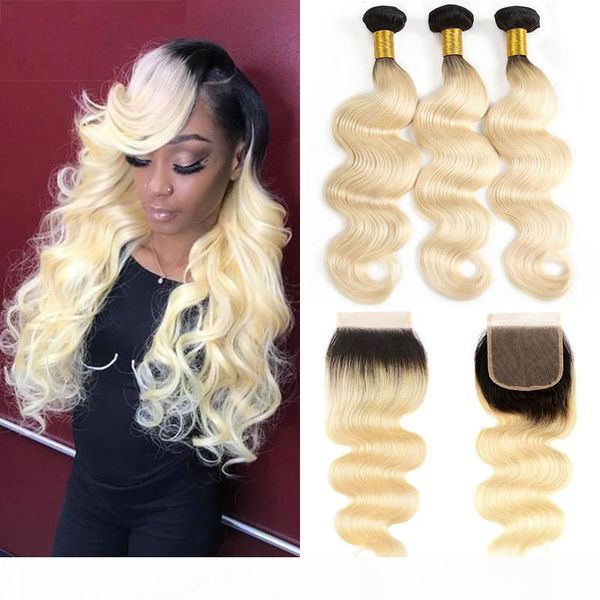two tone 1b 613 ombre blonde dark roots brazilian body wave human hair weave bundles with 4x4 part closure hair extension, Black;brown
two tone 1b 613 ombre blonde dark roots brazilian body wave human hair weave bundles with 4x4 part closure hair extension, Black;brown