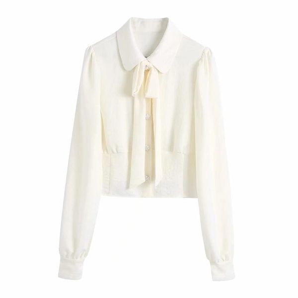 women bow tie button decoration short shirt female turndown collar long sleeve blouse casual lady loose blusas s8290, White
women bow tie button decoration short shirt female turndown collar long sleeve blouse casual lady loose blusas s8290, White