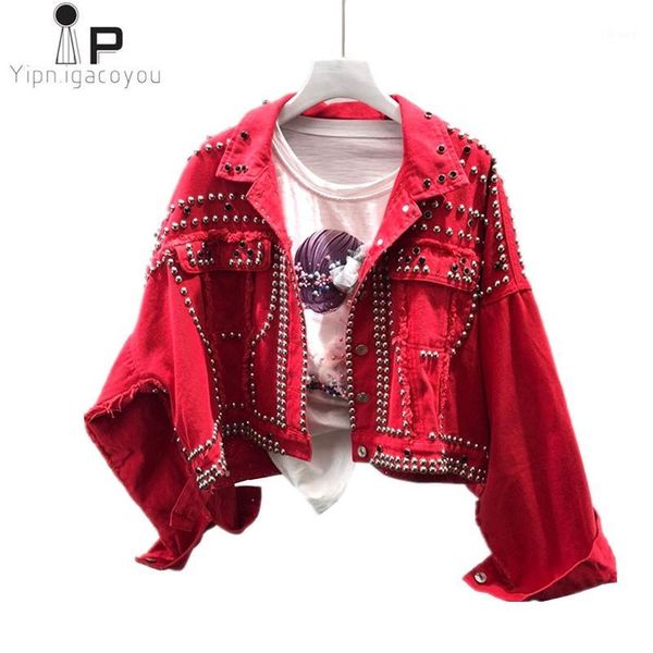 women's jackets fashion short denim jacket women autumn harajuku rivets red jean basic long sleeve coat loose ladies overcoat1, Black;brown
women's jackets fashion short denim jacket women autumn harajuku rivets red jean basic long sleeve coat loose ladies overcoat1, Black;brown