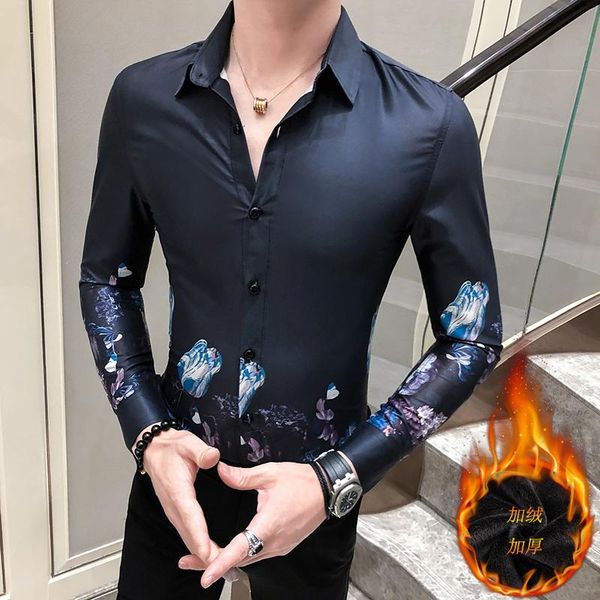 men's casual shirts autumn and winter slim plus velvet warm shirt korean printed long-sleeved youth net red handsome trend, White;black
men's casual shirts autumn and winter slim plus velvet warm shirt korean printed long-sleeved youth net red handsome trend, White;black