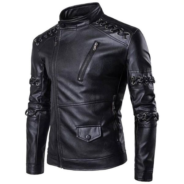 fashionable personality knitted rope collar pu biker jacket faux leather jacket men casual thick zip up winter motorcycle coat, Black
fashionable personality knitted rope collar pu biker jacket faux leather jacket men casual thick zip up winter motorcycle coat, Black