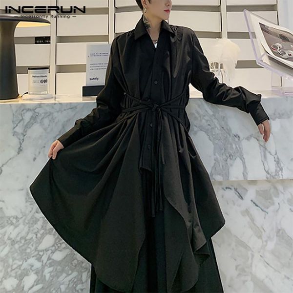 men's casual shirts men shirt streetwear long sleeve lapel button solid color lace up camisas fashion korean irregular incerun, White;black
men's casual shirts men shirt streetwear long sleeve lapel button solid color lace up camisas fashion korean irregular incerun, White;black