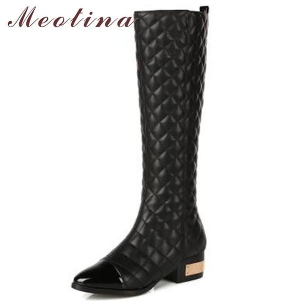 meotina winter knee high boots women natural genuine leather chunky heel long boots zipper pointed toe shoes ladies autumn 33-43, Black
meotina winter knee high boots women natural genuine leather chunky heel long boots zipper pointed toe shoes ladies autumn 33-43, Black