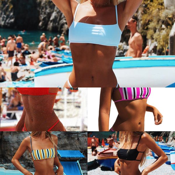 2019 bandeau bikinis women thong swimsuits solid swimwear female bikini set striped black brazilian biquini bathing suit y1120, White;black
2019 bandeau bikinis women thong swimsuits solid swimwear female bikini set striped black brazilian biquini bathing suit y1120, White;black