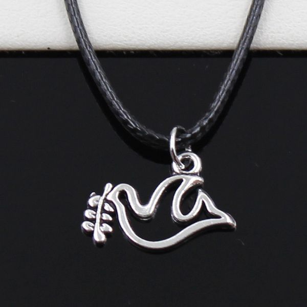 tibetan silver color pendant peace dove olive necklace choker black leather cord handmade jewelry 191o
tibetan silver color pendant peace dove olive necklace choker black leather cord handmade jewelry 191o