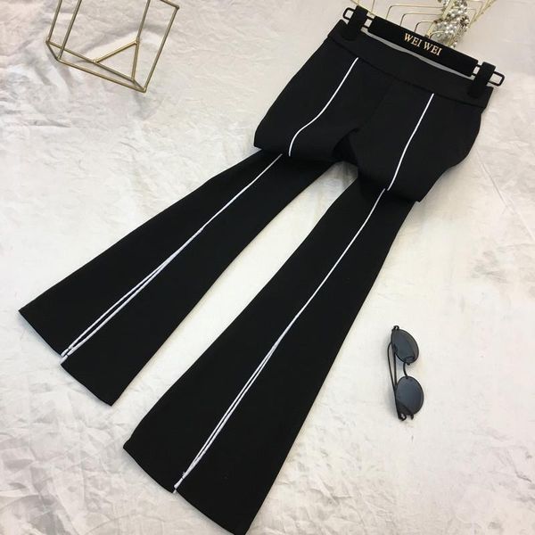 fashion streetwear black bell-bottomed pants women formal office split slim flared trousers plus size elastic waist flare pants, Black;white
fashion streetwear black bell-bottomed pants women formal office split slim flared trousers plus size elastic waist flare pants, Black;white