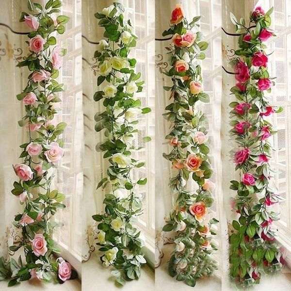 decorative flowers & wreaths 220cm silk roses vine with green leaves for home wedding decoration diy hanging wall garland artificial party f
decorative flowers & wreaths 220cm silk roses vine with green leaves for home wedding decoration diy hanging wall garland artificial party f