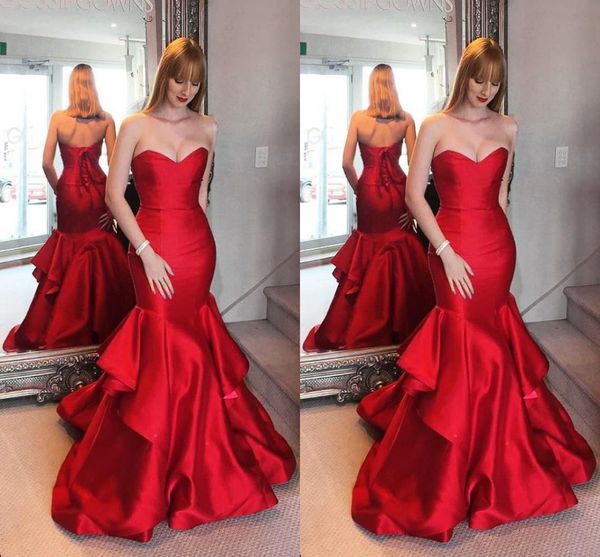 2022 designer red satin evening formal dresses womens tiered skirt mermaid style strapless corset back prom homecoming special occasion dres, Black;red
2022 designer red satin evening formal dresses womens tiered skirt mermaid style strapless corset back prom homecoming special occasion dres, Black;red