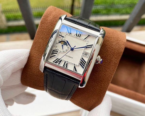 2020 tank mc men watches moon phase joker leather wristwatches 316l stainless steel classic square mens watch d3045
2020 tank mc men watches moon phase joker leather wristwatches 316l stainless steel classic square mens watch d3045