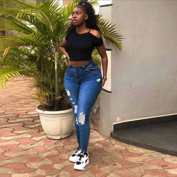 women's 2020 winter ripped jeans net red student pants, Blue
women's 2020 winter ripped jeans net red student pants, Blue