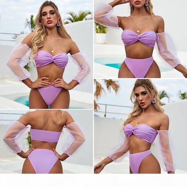 in-x high waist bikini set long puff sleeve swimsuit female mesh swimwear women bandeau micro biquini bathing suit summer bather 
in-x high waist bikini set long puff sleeve swimsuit female mesh swimwear women bandeau micro biquini bathing suit summer bather
