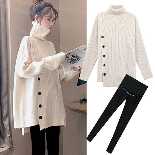 pregnant women's suit fashion spring autumn and winter early going out mid long sweater tide net red, White
pregnant women's suit fashion spring autumn and winter early going out mid long sweater tide net red, White