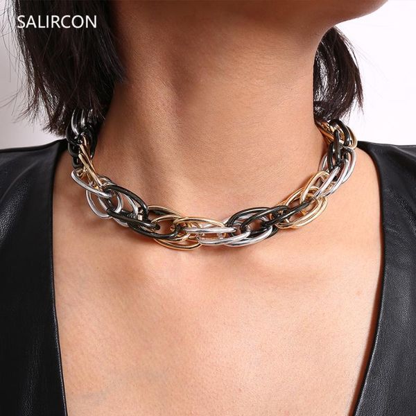salircon punk clavicle chain choker necklace for women twist collier femme vintage thick aluminum short necklace jewelry, Golden;silver
salircon punk clavicle chain choker necklace for women twist collier femme vintage thick aluminum short necklace jewelry, Golden;silver