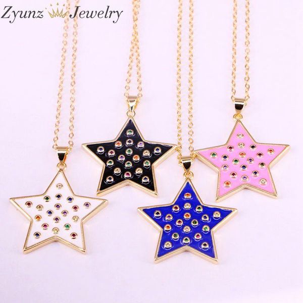 10pcs, charm chain necklaces gold color jewelry enamel and rainbow cz star pendant necklace for lady girls, Silver
10pcs, charm chain necklaces gold color jewelry enamel and rainbow cz star pendant necklace for lady girls, Silver