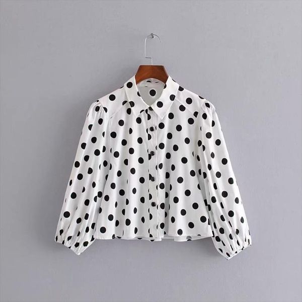 women sweet polka dots print three quarter lantern sleeve turn down collar female stylish blouses blusas, White
women sweet polka dots print three quarter lantern sleeve turn down collar female stylish blouses blusas, White
