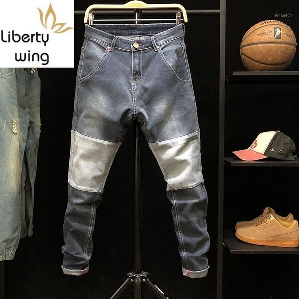 men's jeans spring autumn patchwork men plus size 42 slim stretch straight leg long pants casual student biker denim trousers blue1, Blue
men's jeans spring autumn patchwork men plus size 42 slim stretch straight leg long pants casual student biker denim trousers blue1, Blue