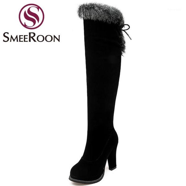 smeeroon fashion boots lace up over the knee boots office side zipper womens shoes winter with fur plus size1, Black
smeeroon fashion boots lace up over the knee boots office side zipper womens shoes winter with fur plus size1, Black
