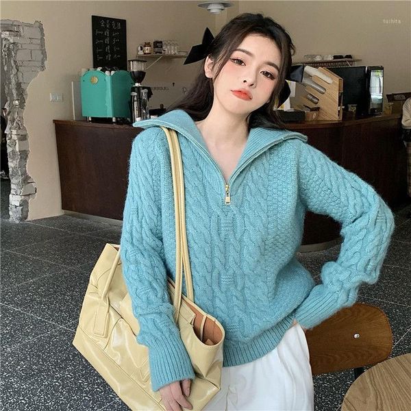 twist thickened high neck sweater for women's wear fall winter 2020 new lazy zipper loose pullover, White;black
twist thickened high neck sweater for women's wear fall winter 2020 new lazy zipper loose pullover, White;black