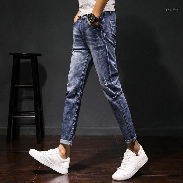 spring 2020 feet pants jeans fashion cultivate one's morality men's youth fashion hole in nine minutes of pants1, Blue
spring 2020 feet pants jeans fashion cultivate one's morality men's youth fashion hole in nine minutes of pants1, Blue
