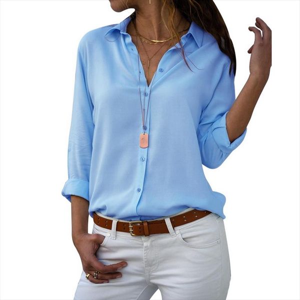 women blouses 2020 autumn elegant long sleeve solid v neck chiffon blouse female work wear shirts plus size, White
women blouses 2020 autumn elegant long sleeve solid v neck chiffon blouse female work wear shirts plus size, White