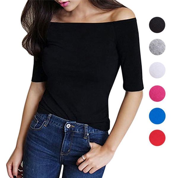 women autumn t-shirts half sleeves off shoulder pullover slim fit casual jan88 drop shipping good quality, White
women autumn t-shirts half sleeves off shoulder pullover slim fit casual jan88 drop shipping good quality, White
