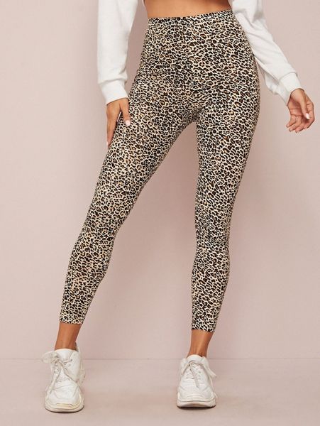 leopard print high-rise leggings 74xp#, Black