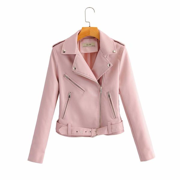 new women biker moto jacket spring autumn slim zipper purple faux leather coats female with belt black pvc leather outwear 201030
new women biker moto jacket spring autumn slim zipper purple faux leather coats female with belt black pvc leather outwear 201030