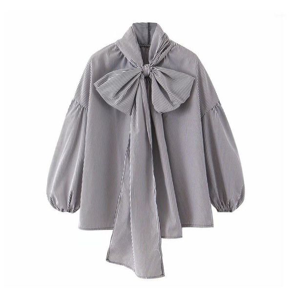 women sweet bow tie collar striped blouse lantern sleeve oversized style shirt female preppy style cute blusas1, White
women sweet bow tie collar striped blouse lantern sleeve oversized style shirt female preppy style cute blusas1, White