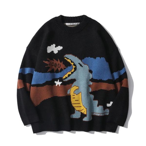 2020 cartoon dinosaur print crew neck sweater men and women high street knitted pullover sweaters oversize casual warm w1466, White;black
2020 cartoon dinosaur print crew neck sweater men and women high street knitted pullover sweaters oversize casual warm w1466, White;black