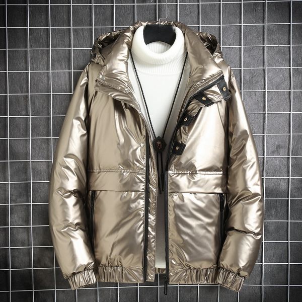 male winter thick 95% duck down waterproof with hoodie leather jacket carrying gout qflu, Black