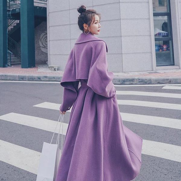 women's wool & blends junelove purple woolen coat women winter korean thickened cotton british style over knee cashmere elegant outwear, Black
women's wool & blends junelove purple woolen coat women winter korean thickened cotton british style over knee cashmere elegant outwear, Black