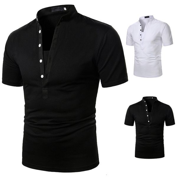 summer men's casual polo shirts fashionable short sleeve solid color slim mens v-neck business cotton poloshirts for male, White;black
summer men's casual polo shirts fashionable short sleeve solid color slim mens v-neck business cotton poloshirts for male, White;black