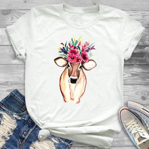 women lady t shirt cattle flower printed tshirt ladies short sleeve loose tee shirt women female clothes graphic t-shirt, White
women lady t shirt cattle flower printed tshirt ladies short sleeve loose tee shirt women female clothes graphic t-shirt, White