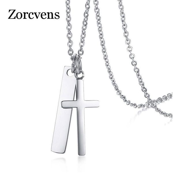 pendant necklaces modyle women's double charm necklace engrave stainless steel cross id 18" chain jewelry, Silver
pendant necklaces modyle women's double charm necklace engrave stainless steel cross id 18" chain jewelry, Silver