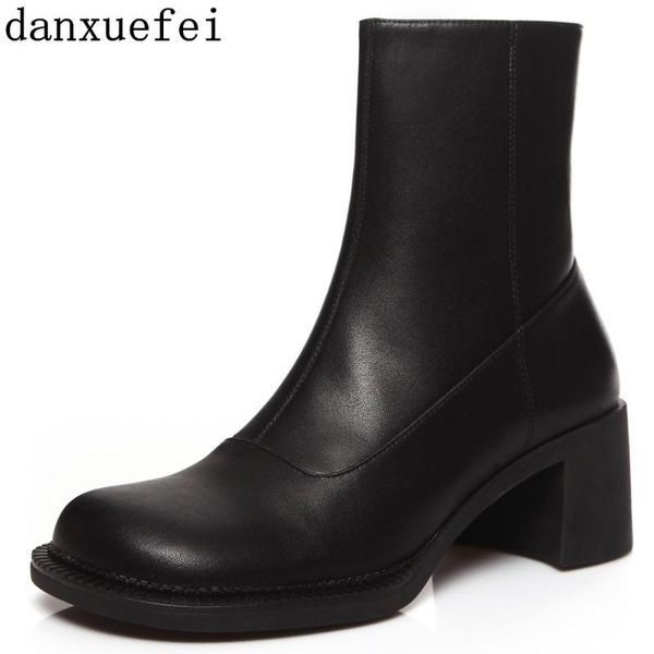 boots women's genuine leather chunky heel autumn winter ankle round toe japanese style med comfrotahoer short booties shoes, Black
boots women's genuine leather chunky heel autumn winter ankle round toe japanese style med comfrotahoer short booties shoes, Black